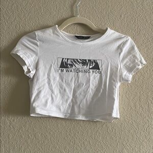 SHEIN White Graphic Crop Top